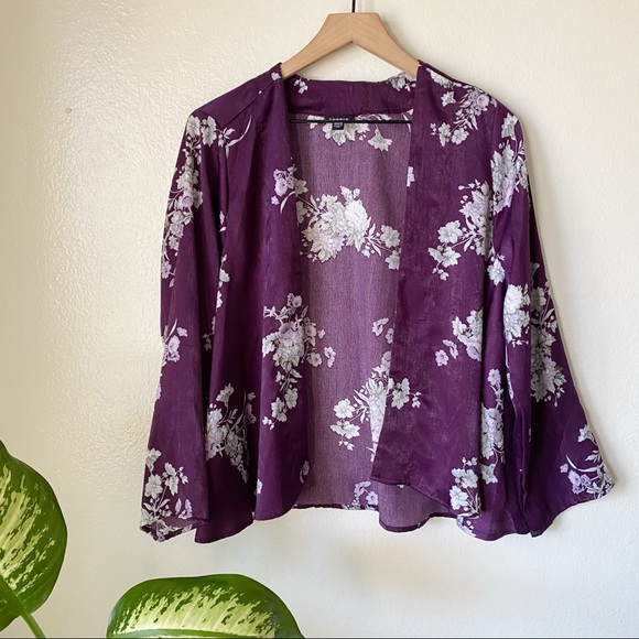 torrid Tops - Torrid | Purple Floral Satin Kimono